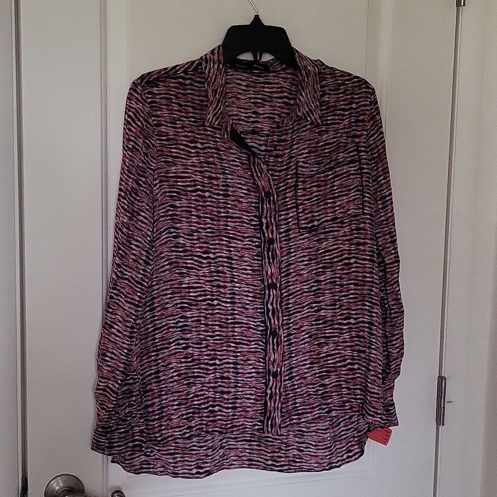 Proenza Schouler 100% silk dress shirt button up top size 8